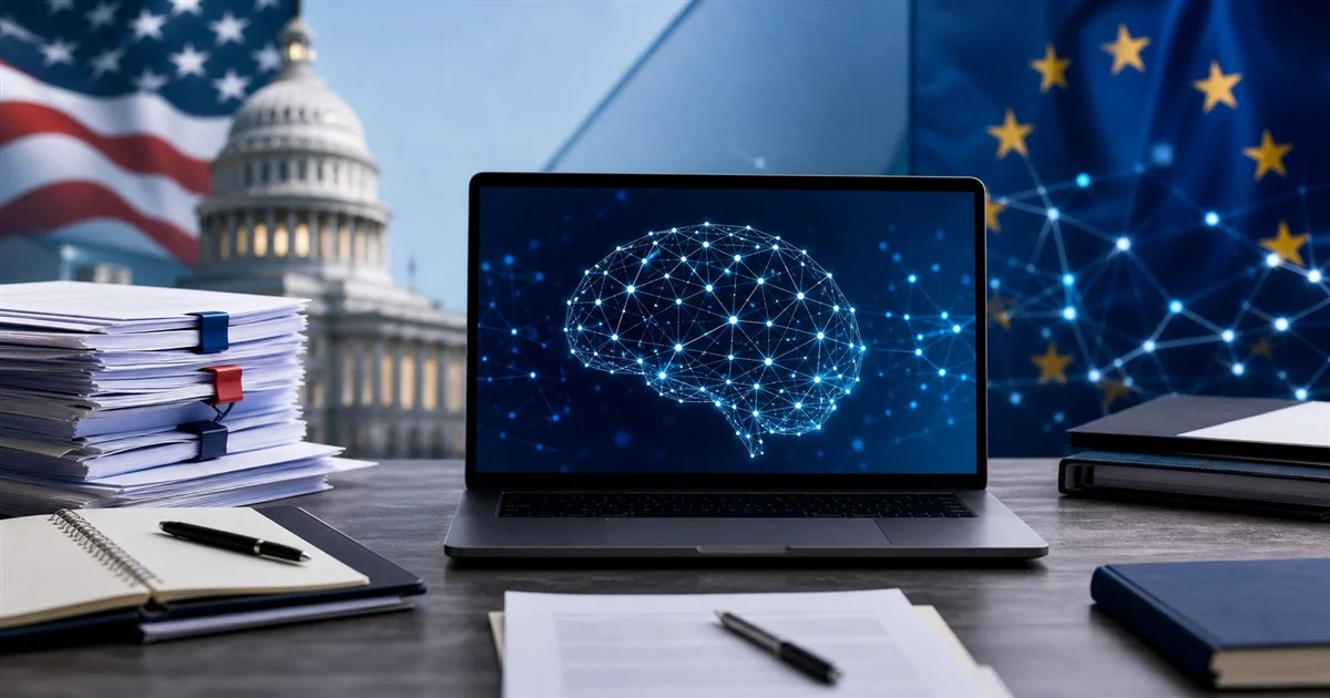 OpenAI GPT-5.6 launch editorial image showing AI policy review for the U.S. and Europe