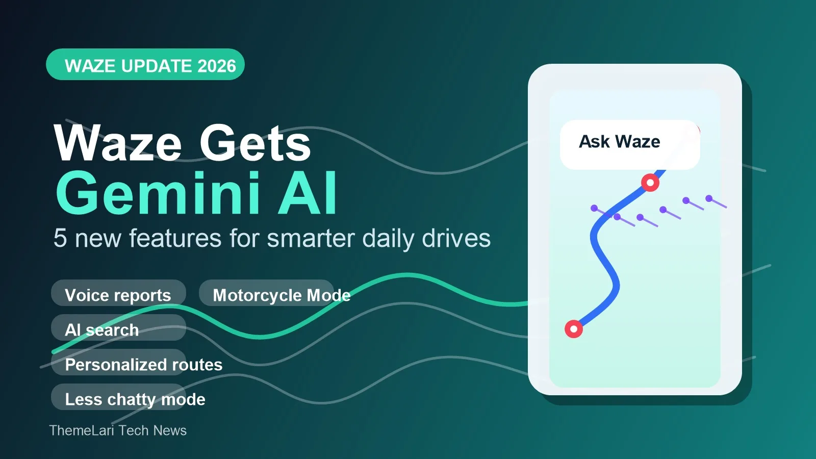 Waze Gemini AI features English thumbnail showing smart navigation update